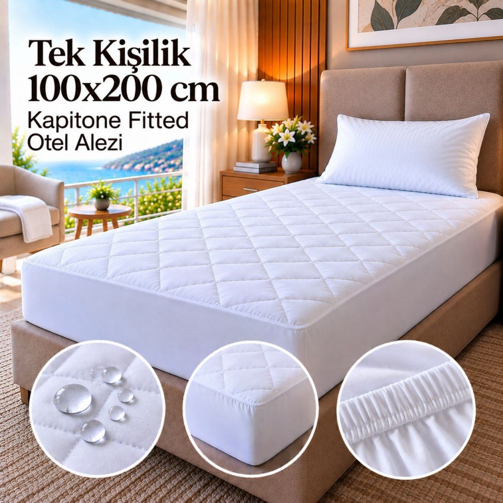 Tek Kişilik 100x200 cm Kapitone Fitted Otel Alezi