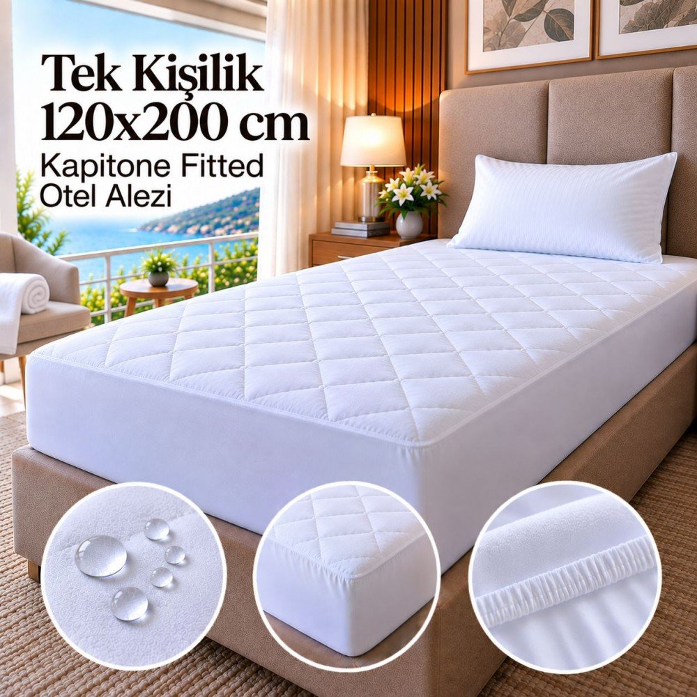 Tek Kişilik 120x200 cm Kapitone Fitted Otel Alezi