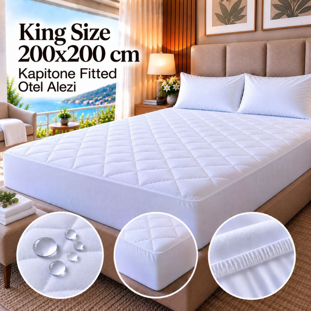King Size 200x200 cm Kapitone Fitted Otel Alezi