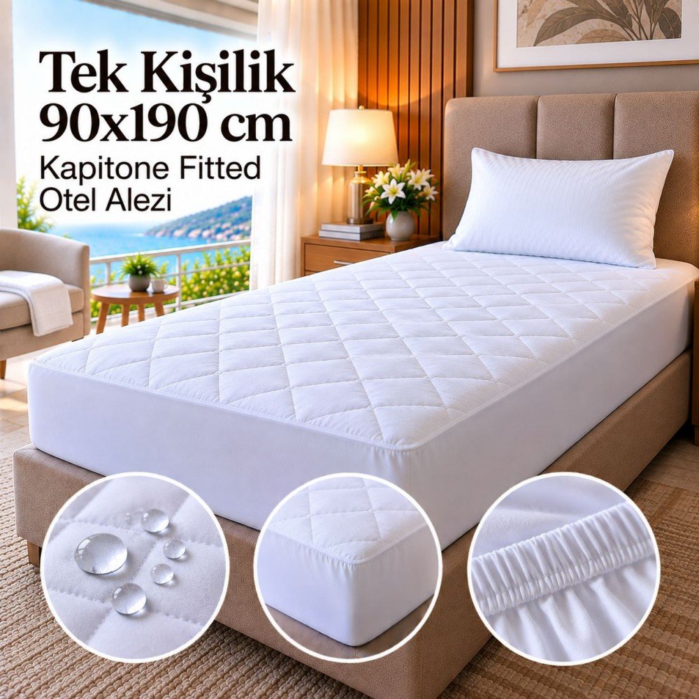 Tek Kişilik 90x190 cm Kapitone Fitted Otel Alezi