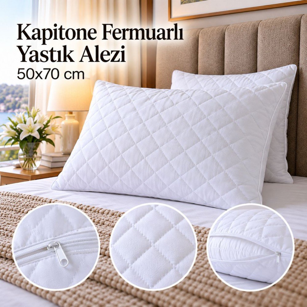 Kapitone Fermuarlı Yastık Alezi 50x70 cm