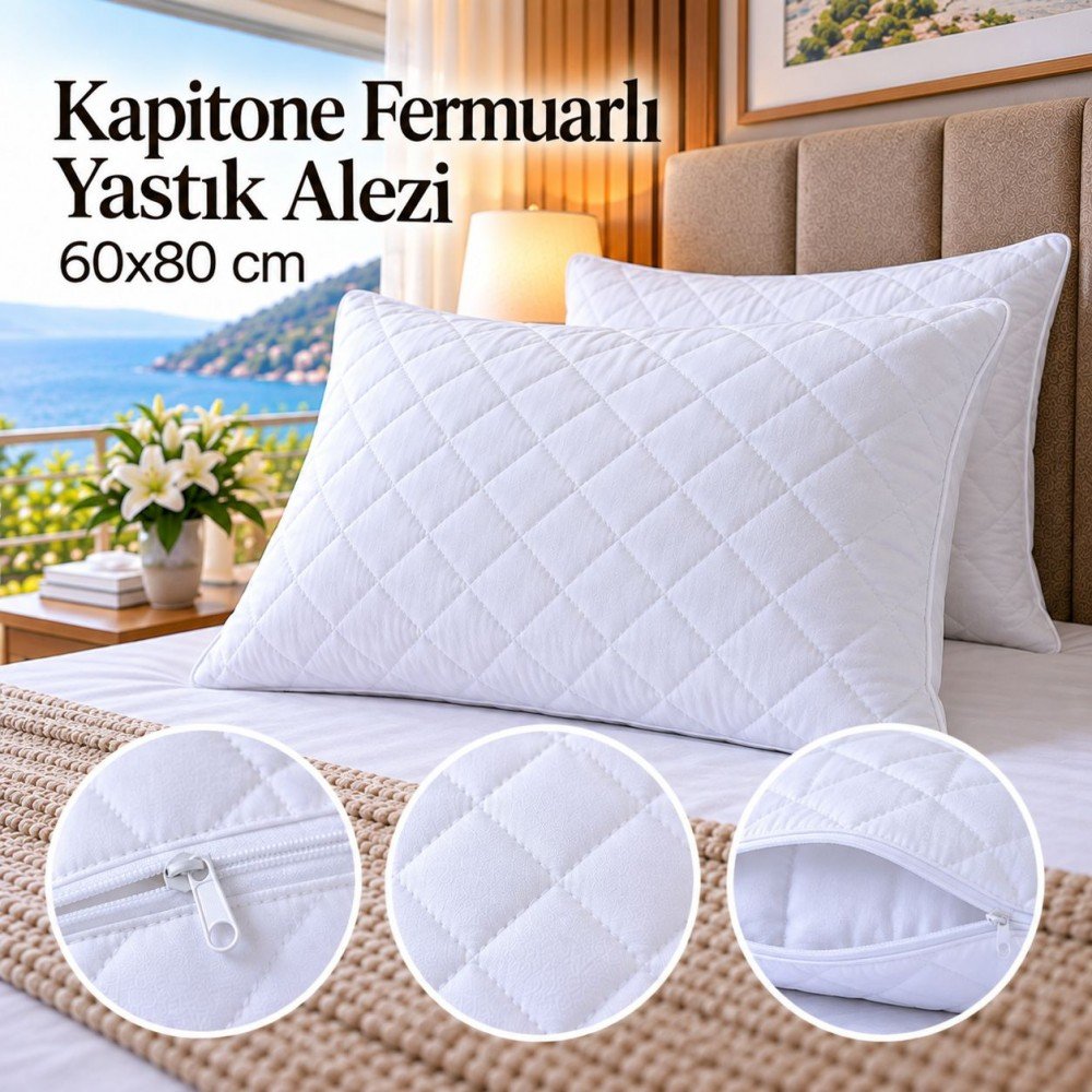 Kapitone Fermuarlı Yastık Alezi 60x80 cm