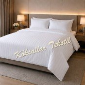 83 Tel Pamuk Polyester Çizgili Otel Nevresimi