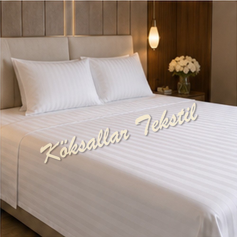 Otel çarşafı Tek kişilik 180x240cm 83 tel çizgili kumaş
