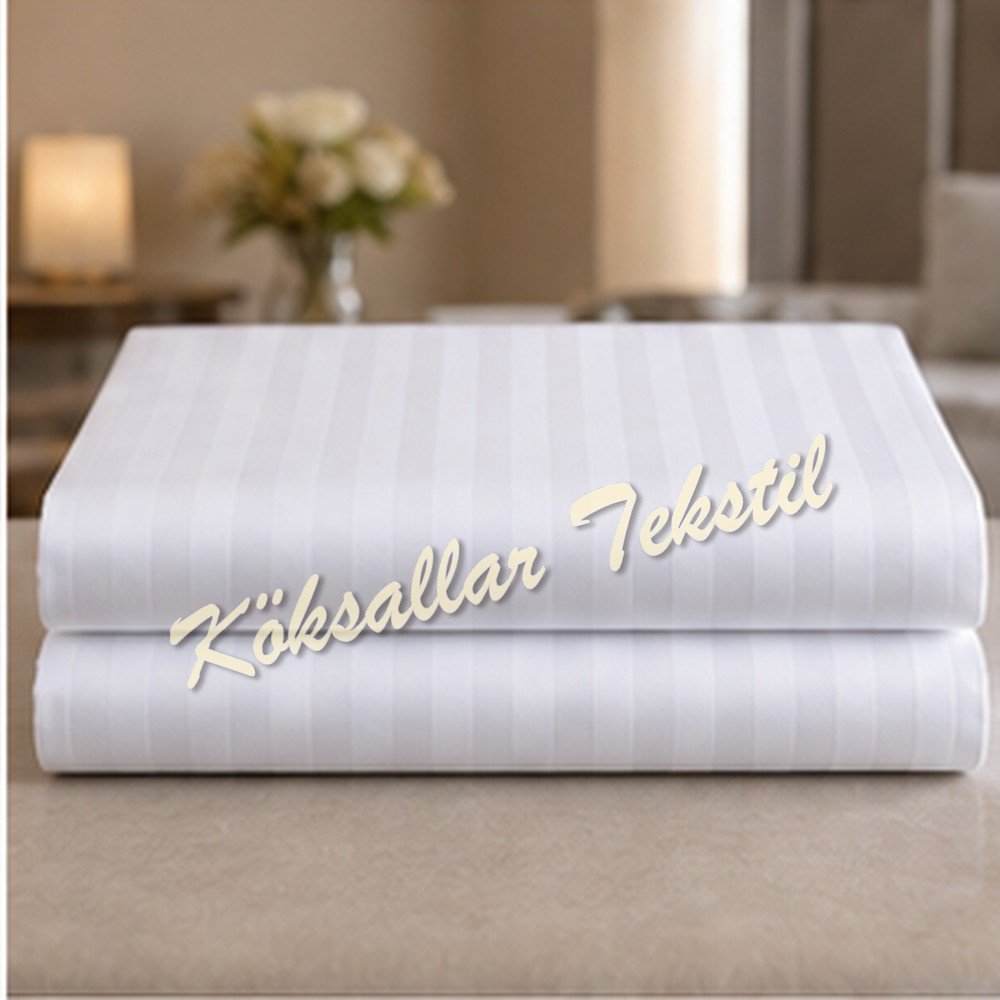 Otel çarşafı Tek kişilik 220x240cm 83 tel çizgili kumaş