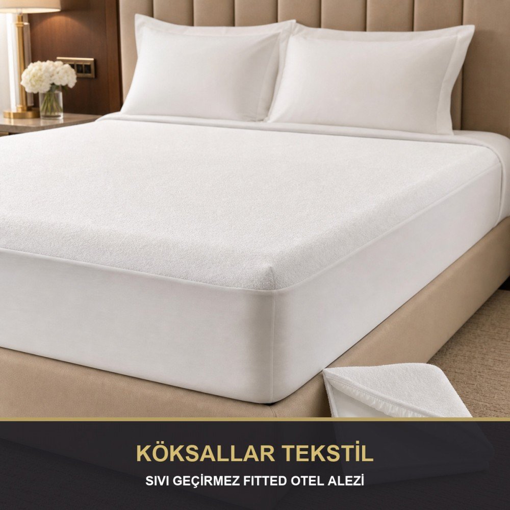 Sıvı Geçirmez Fitted Otel Alezi 160x200+30 cm