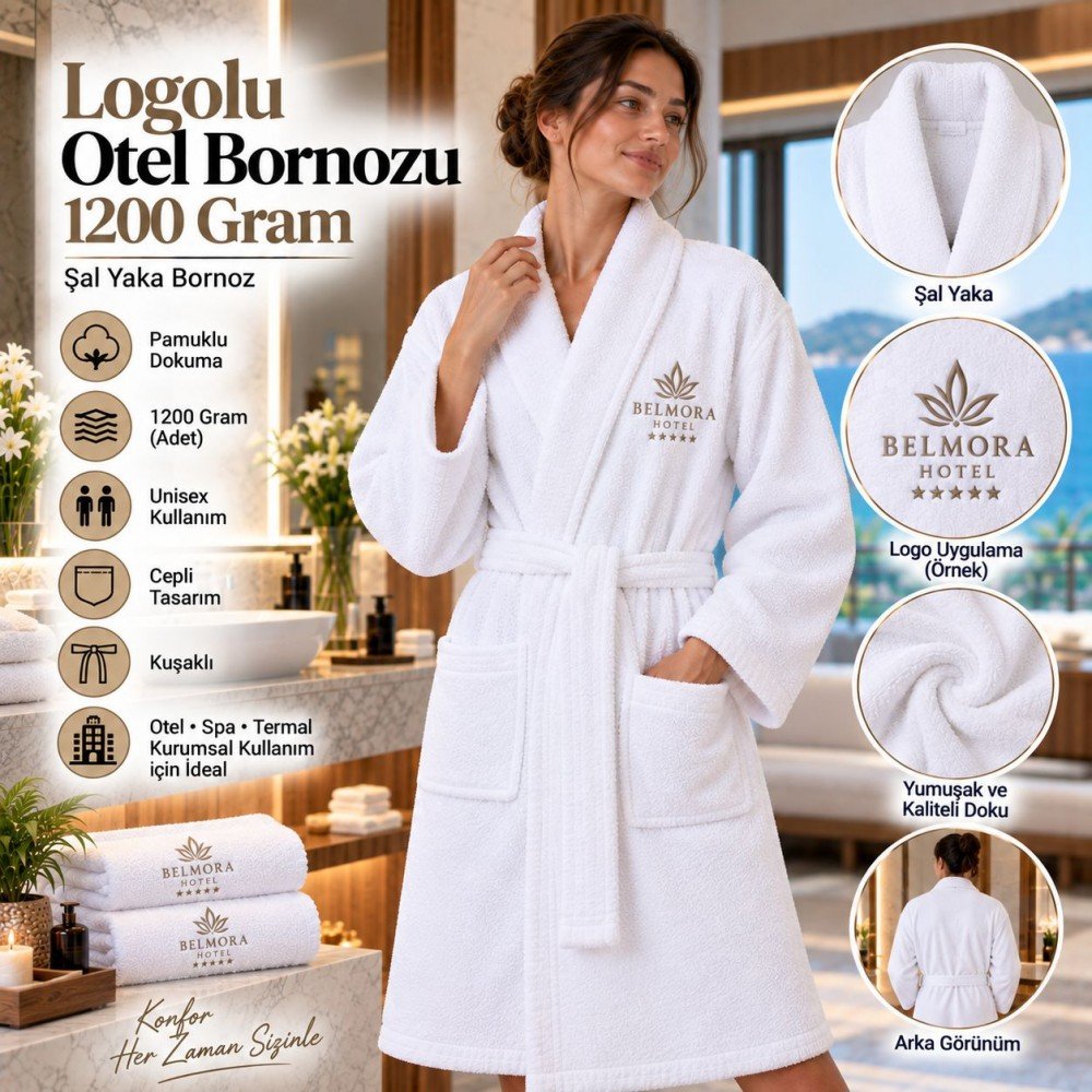Logolu Otel Bornozu 1200 Gram Logolu Otel Bornozu