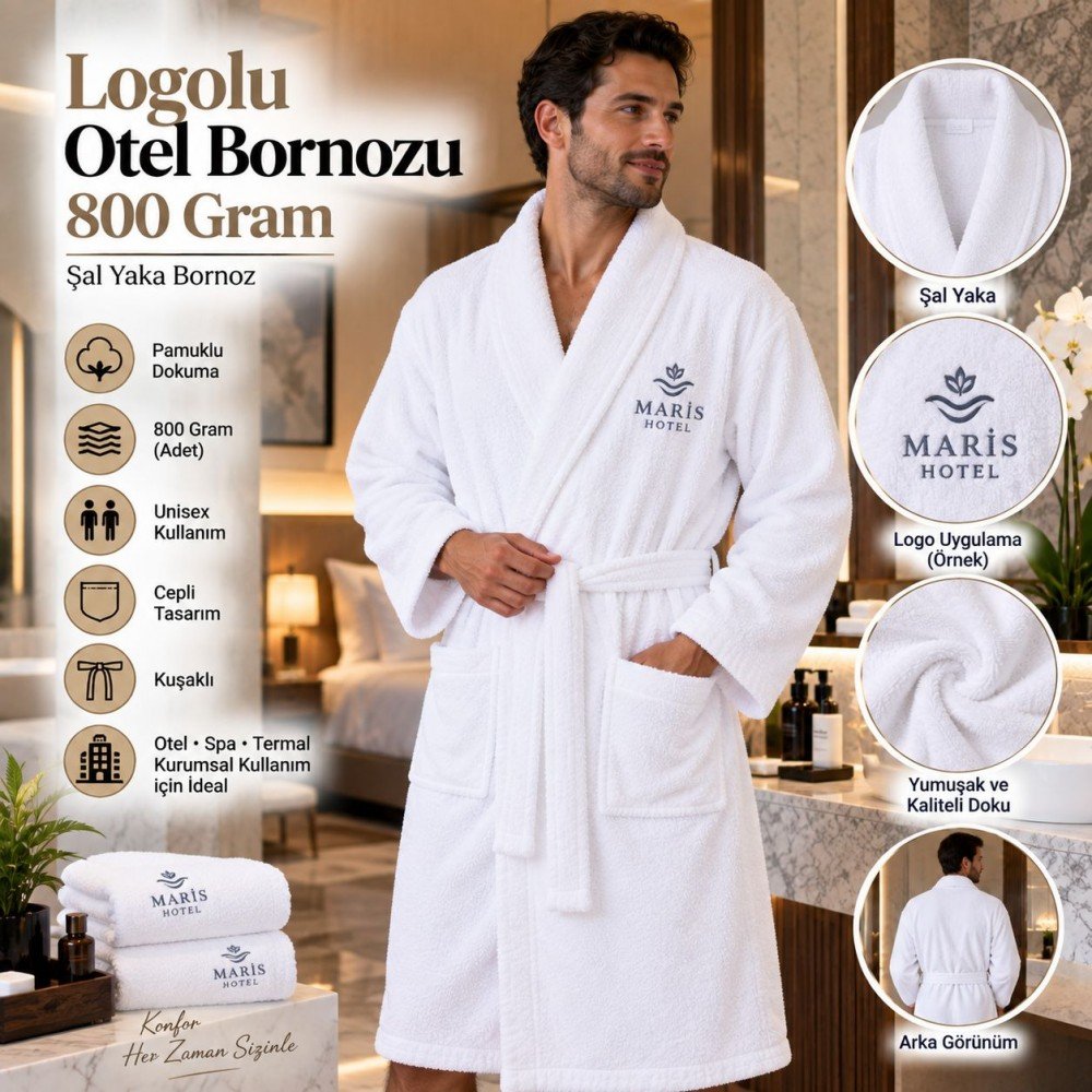 Logolu Otel Bornozu 800 Gram Logolu Otel Bornozu