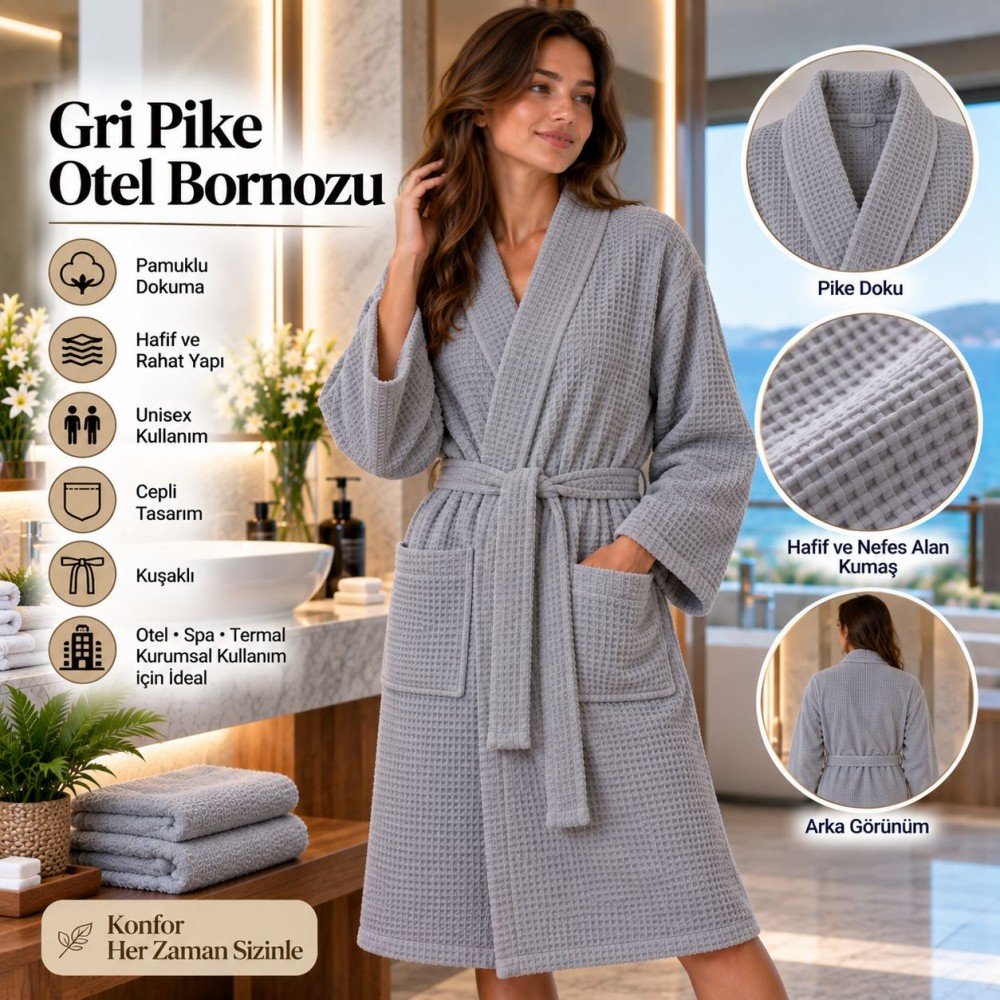 Gri Pike Otel Bornozu
