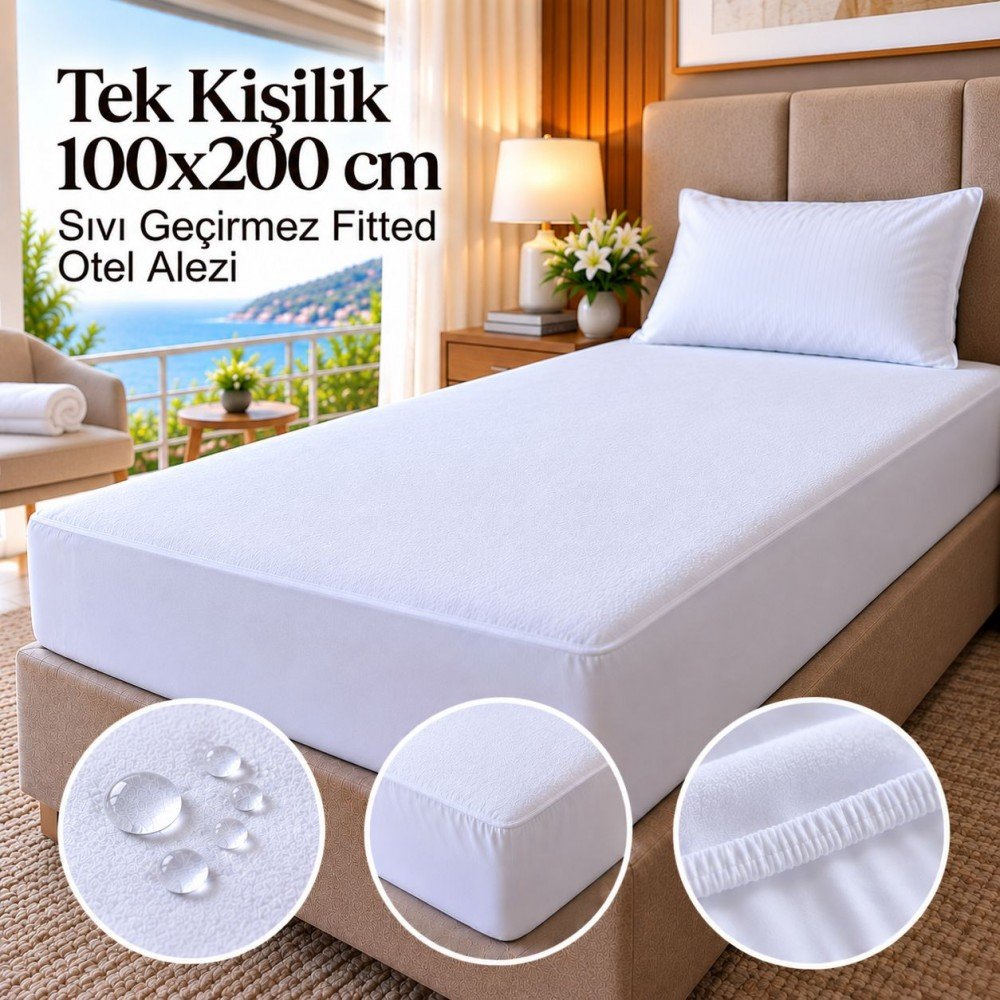 Tek Kişilik 100x200 cm Sıvı Geçirmez Fitted Otel Alezi