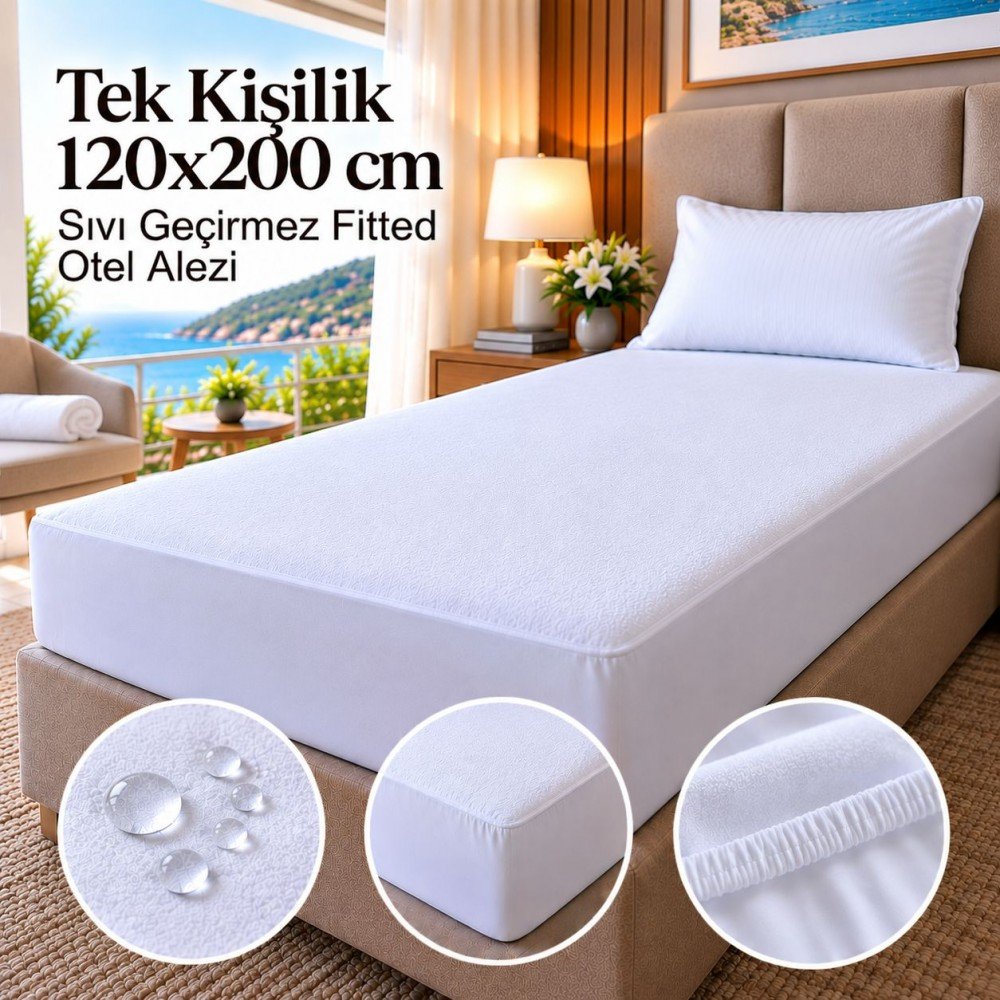 Tek Kişilik 120x200 cm Sıvı Geçirmez Fitted Otel Alezi