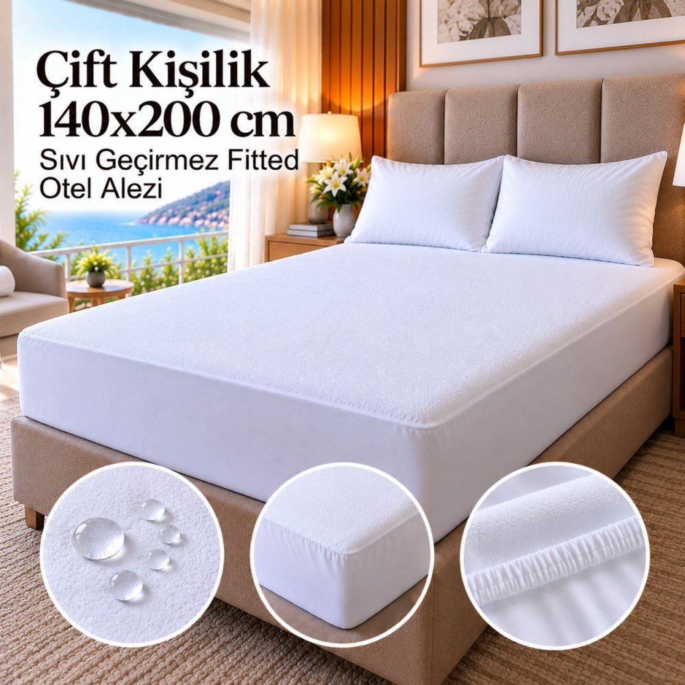 Çift Kişilik 140x200 cm Sıvı Geçirmez Fitted Otel Alezi