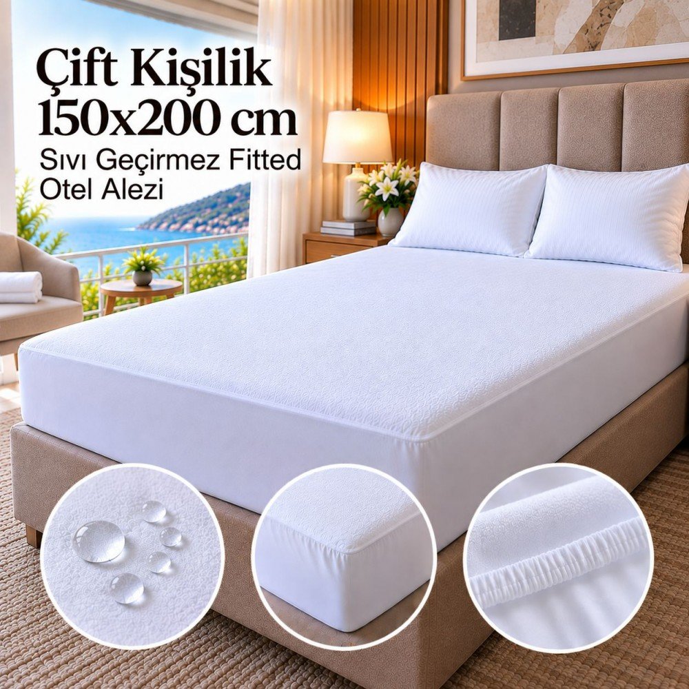 Çift Kişilik 150x200 cm Sıvı Geçirmez Fitted Otel Alezi