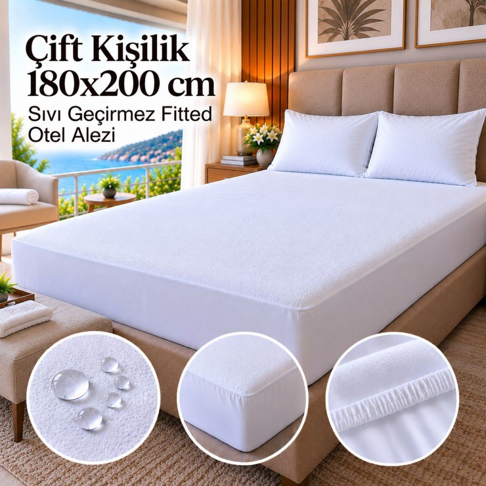 Çift Kişilik 180x200 cm Sıvı Geçirmez Fitted Otel Alezi
