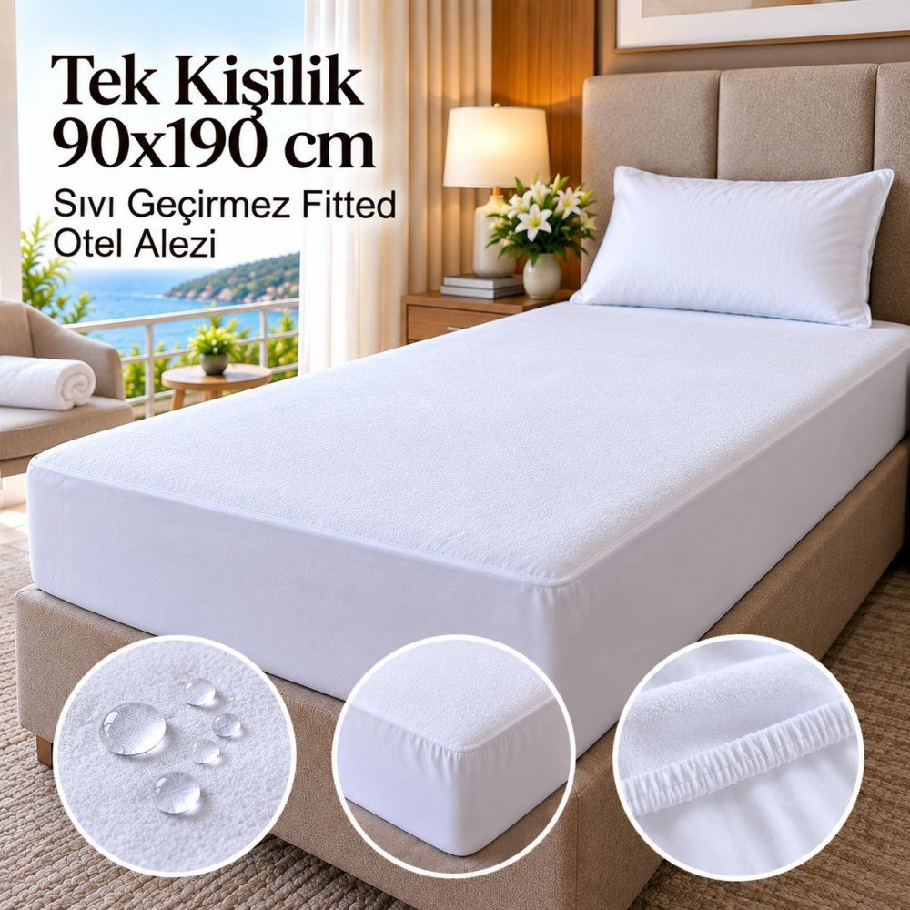 Tek Kişilik 90x190 cm Sıvı Geçirmez Fitted Otel Alezi