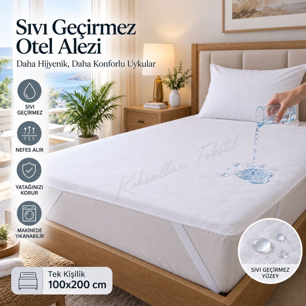 Toptan Sıvı Geçirmez Otel Alezi Tek Kişilik 100x200 cm