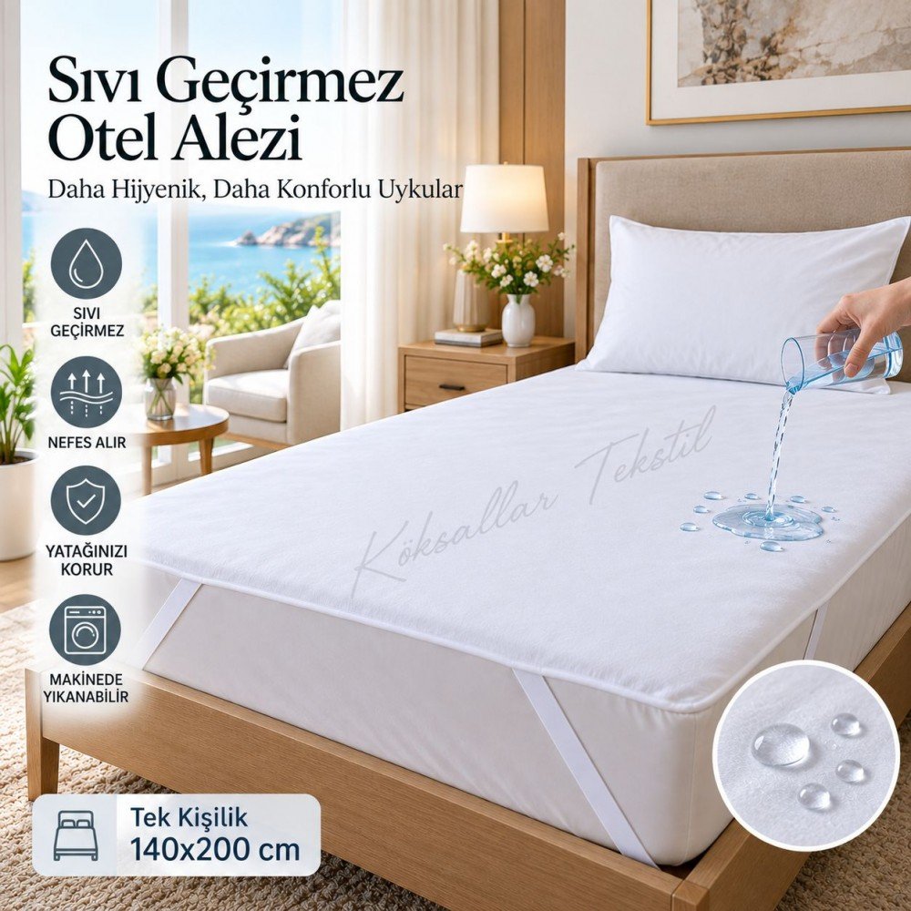 Toptan Sıvı Geçirmez Otel Alezi Tek Kişilik 140x200 cm