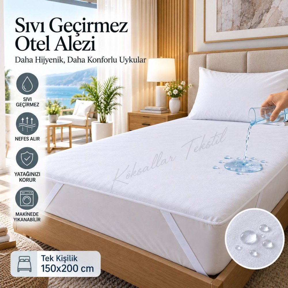 Toptan Sıvı Geçirmez Otel Alezi Tek Kişilik 150x200 cm